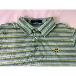 Masters‎ Golf Polo Clubhouse Collection Shirt Mens Large Green Stripe Made Italy